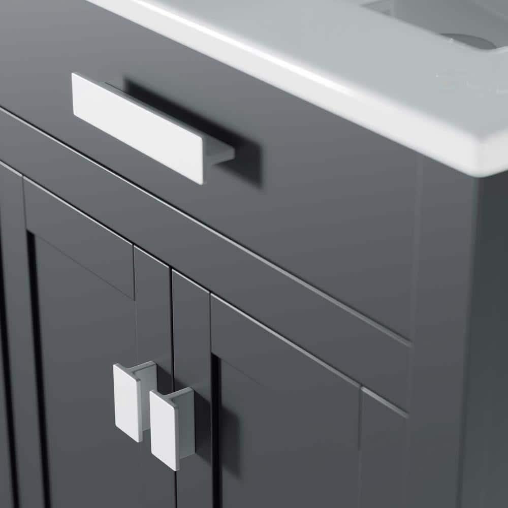 Laguna 24" Gray and White Modern MDF Ceramic Bathroom Vanity