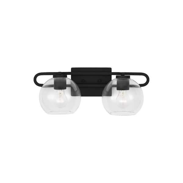 Generation Lighting Codyn 19.75 in. 2-Light Midnight Black Vanity Light with Clear Glass Shades