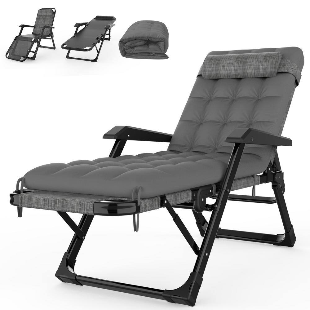 SEEUTEK Koepp 29 in. W Metal Outdoor Patio Chaise Lounge Reclining