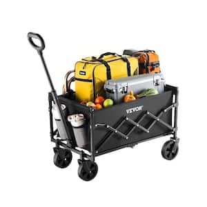 1.96 cu ft., Steel, Collapsible Wagon Garden Carts, All-Terrain Wheels, Heavy Duty Outdoor Utility Cart, Black