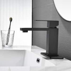 Single Handle Single Hole Bathroom Faucet in Matte Black