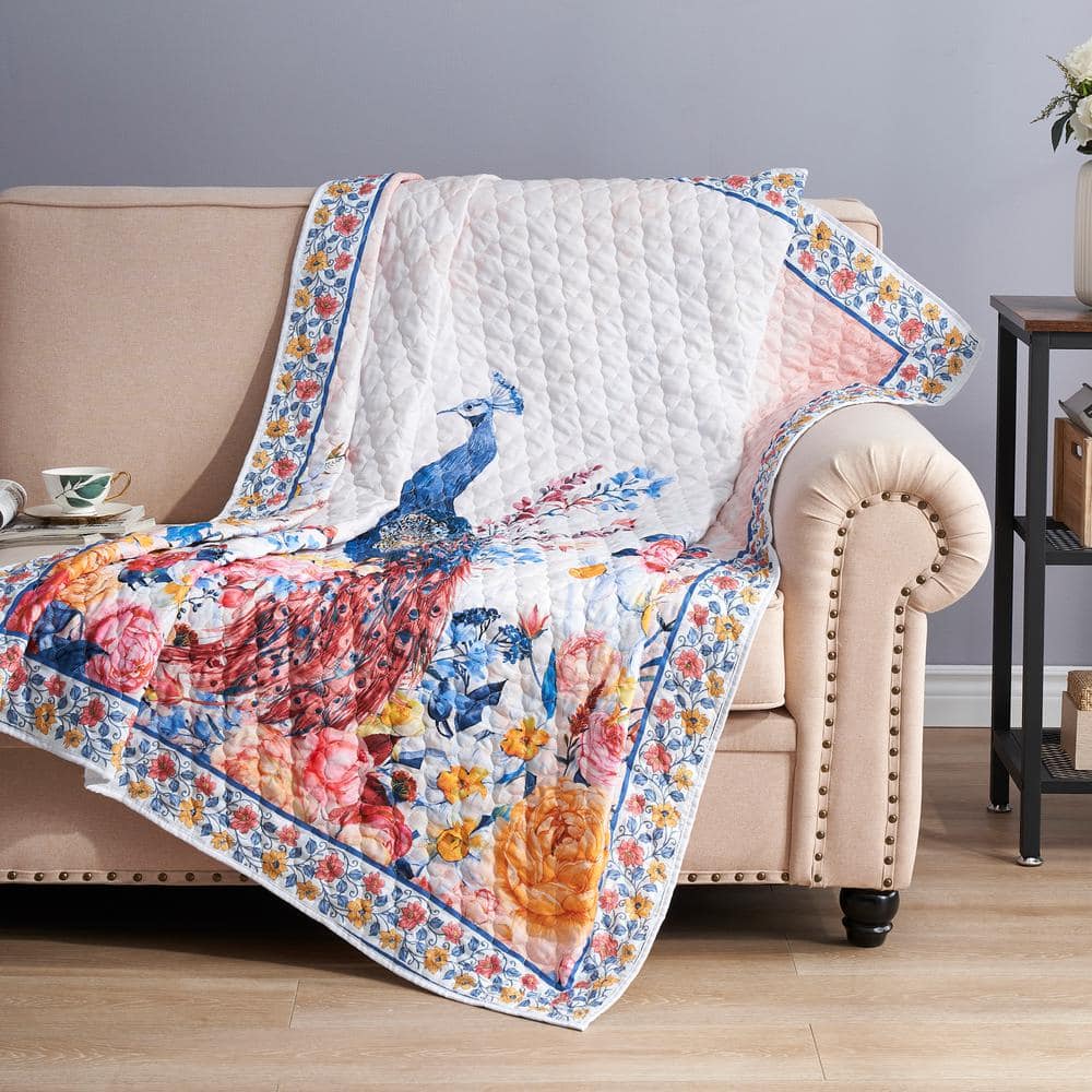 Huntington Peacock Garden 50" x 60" Quilted Throw Blanket