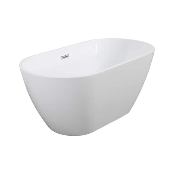 Aoibox Lustrous 59.00 in. x 28.80 in. Soaking Bathtub with Center Drain in White