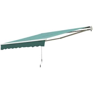 8 ft. Manual Retractable Sun Shade Patio Awning with UV Protection and Easy Crank Opening Green