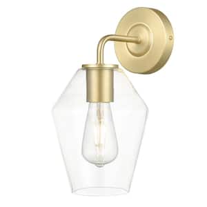 Clare 4.7 in. Brushed Brass/Clear Wall Sconce
