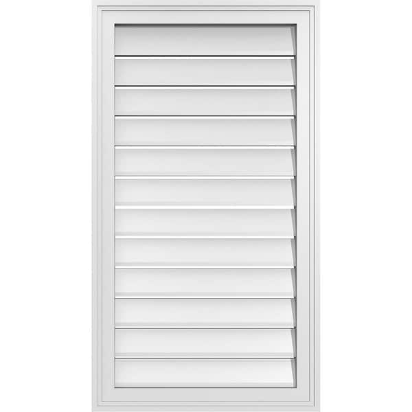 Ekena Millwork 20" x 36" Vertical Surface Mount PVC Gable Vent: Functional with Brickmould Frame