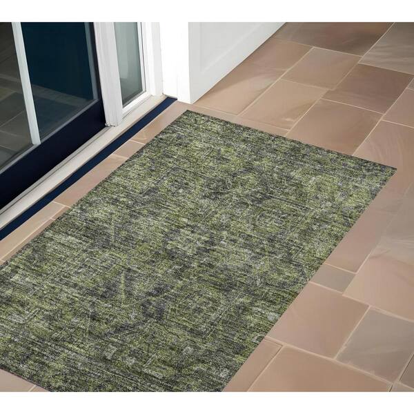 HomeRoots Moss Green and Gray 2 ft. x 3 ft. Woven Oriental