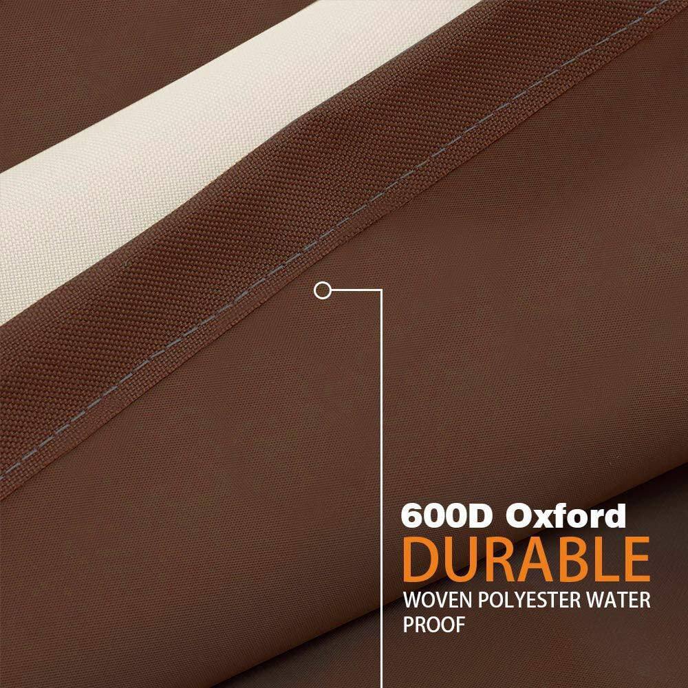 Large Beige and Brown Waterproof Patio Chair Covers with Elastic Hem Cord