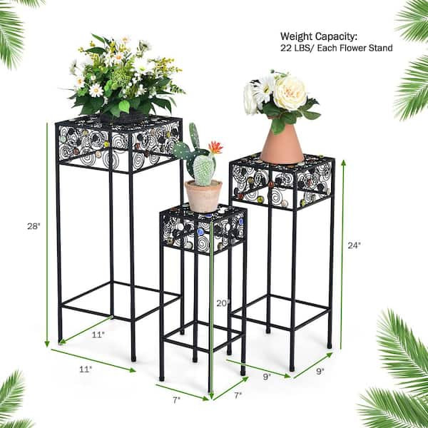 Wisfor Plant Stand Heart Shaped Set of 2 Metal Flower Holder Racks for  Outdoor Indoor Patio, Black