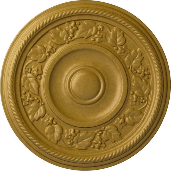 Ekena Millwork 16-1/8 in. x 3/4 in. Tyrone Urethane Ceiling Medallion (Fits Canopies upto 6-3/4 in.), Pharaohs Gold