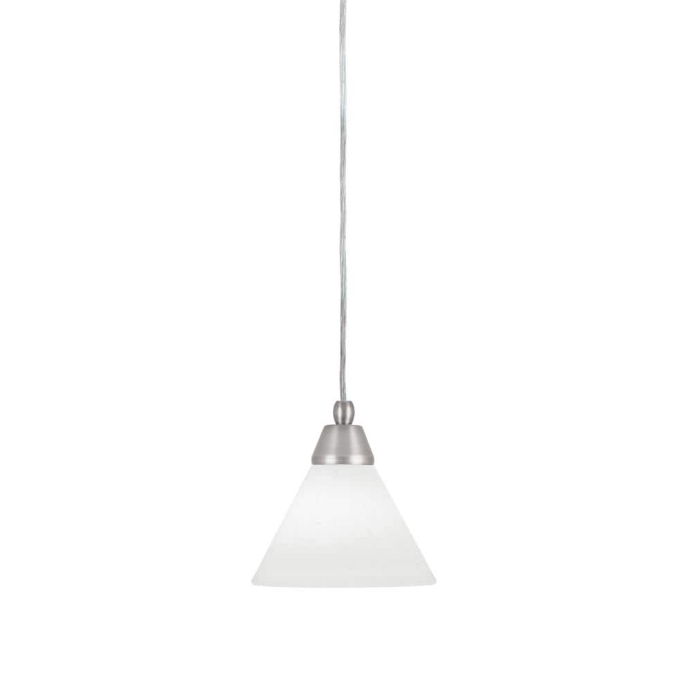 Bryson 7 in. 1-Light Brushed Nickel Cord Pendant Light with 7 in. White Mus