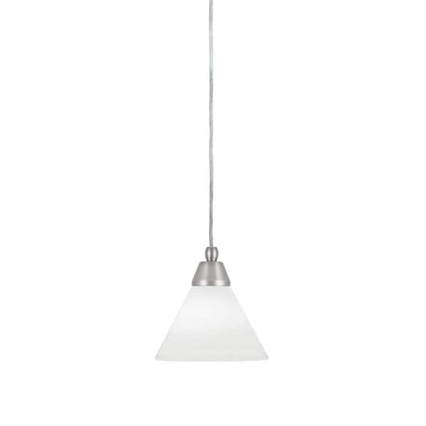 Unbranded Bryson 7 in. 1-Light Brushed Nickel Cord Pendant Light with 7 in. White Muslin Glass Shade, no bulb included