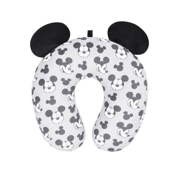 Ful Grey Disney Mickey Mouse Faces and Icons Portable Travel Neck Pillow