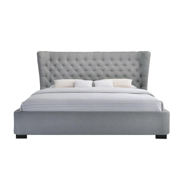 luxeo Manchester Gray King Upholstered Bed