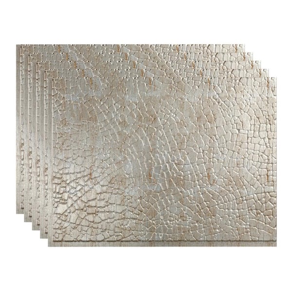 Safari 18.25 in. x 24.25 in. Vinyl Backsplash Panel in Vintage Metal (5-Pack)