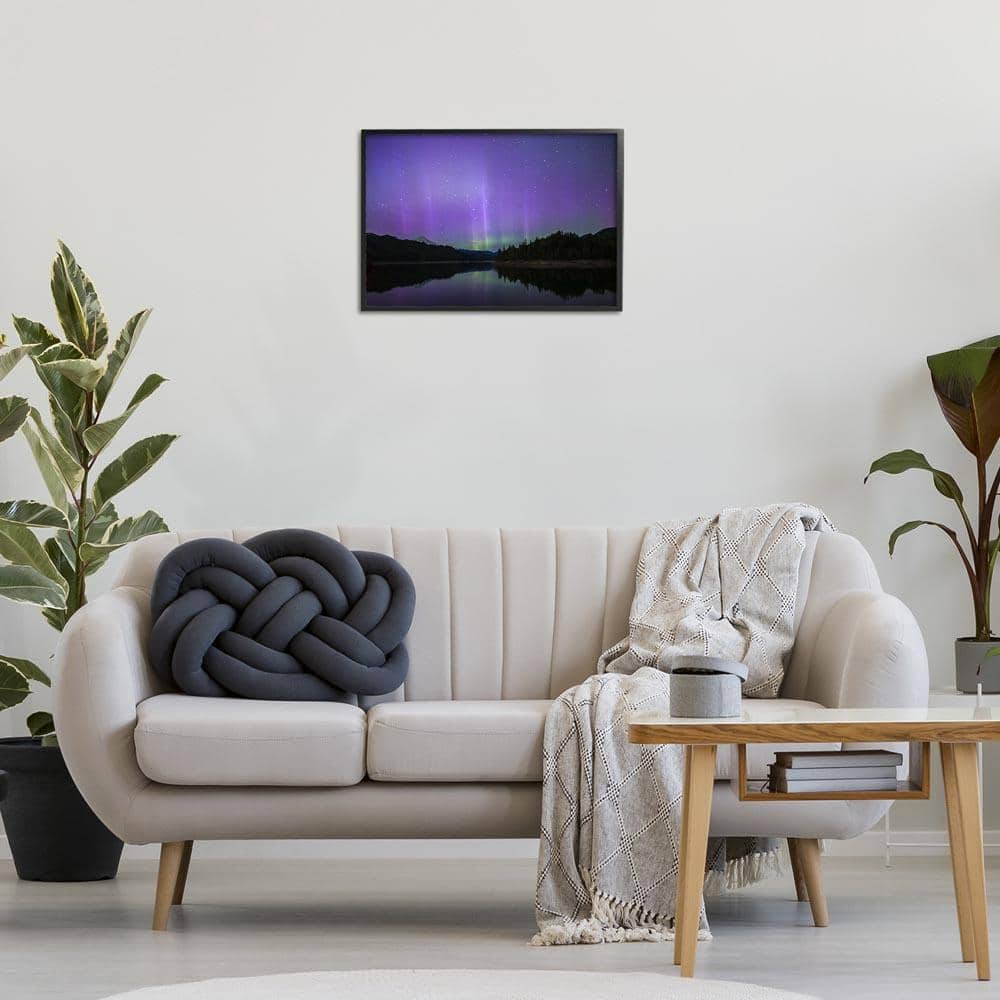 Luminous Purple Northern Lights by Nancy Crowell Black Framed Nature Giclee Art Print 16 in. x 24 in.