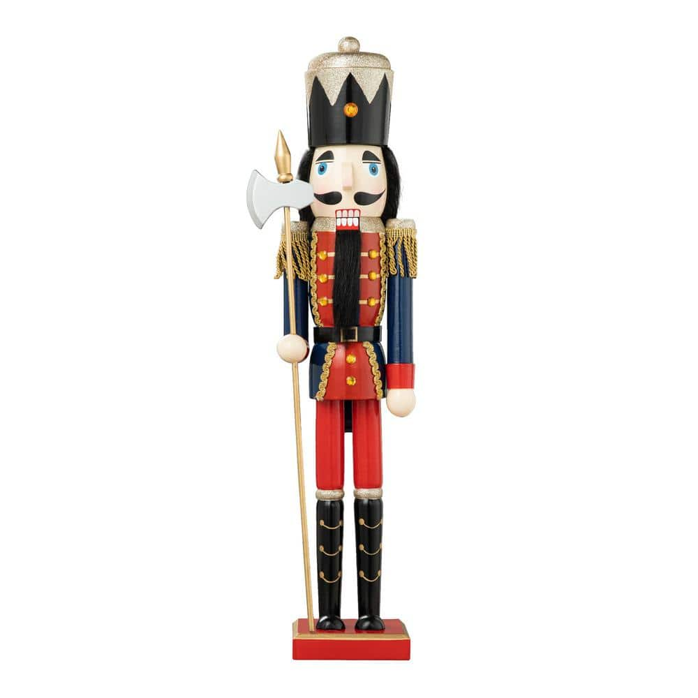 Glitzhome 24 In. H Wooden Christmas Soldier Nutcracker 2036700002 - The 