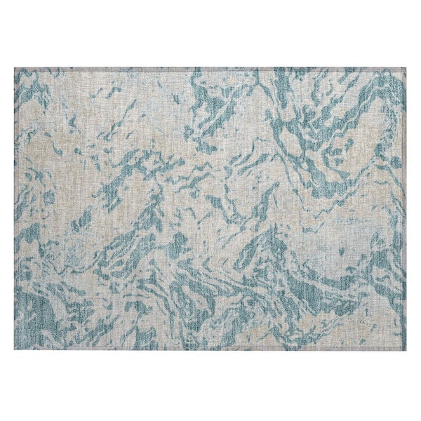 Chantille Machine Washable Indoor/Outdoor Abstract ACN3163 Teal 2 ft. x 3 ft. Accent Rug