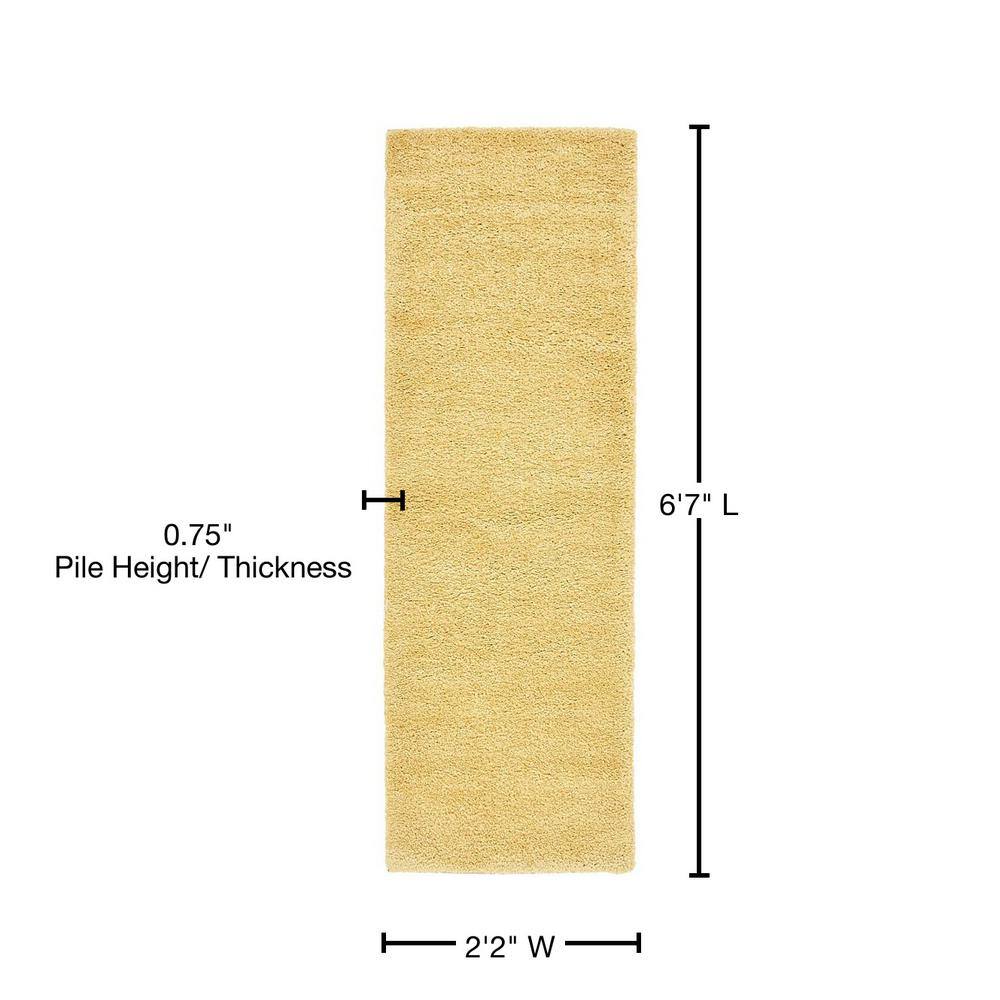 Yellow Shag Synthetic Indoor Runner Rug