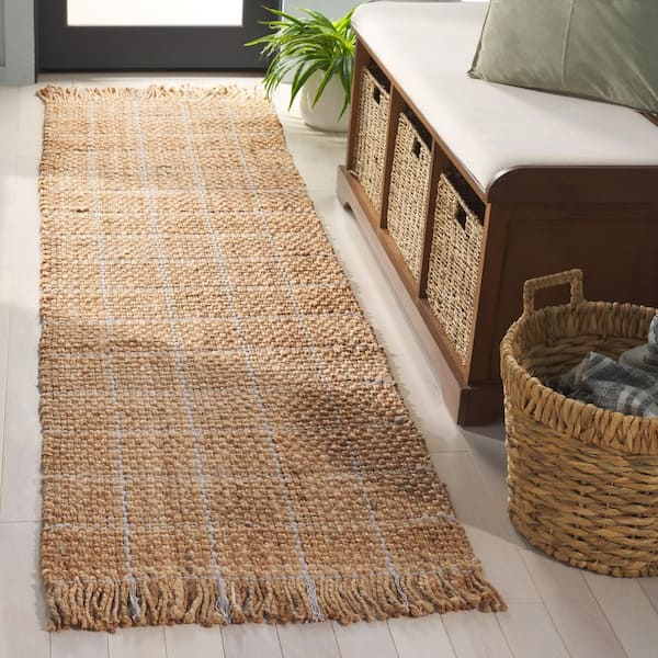 Natural Fiber 2 ft. x 8 ft. Natural/Bleach Geometric Runner Rug