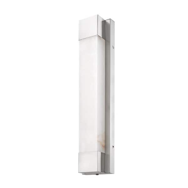 Cloud Stone 24 in. 1 Light Brushed Nickel LED Vanity Light Bar with Natural Spanish Marble and 5CCT Dimmable Feature