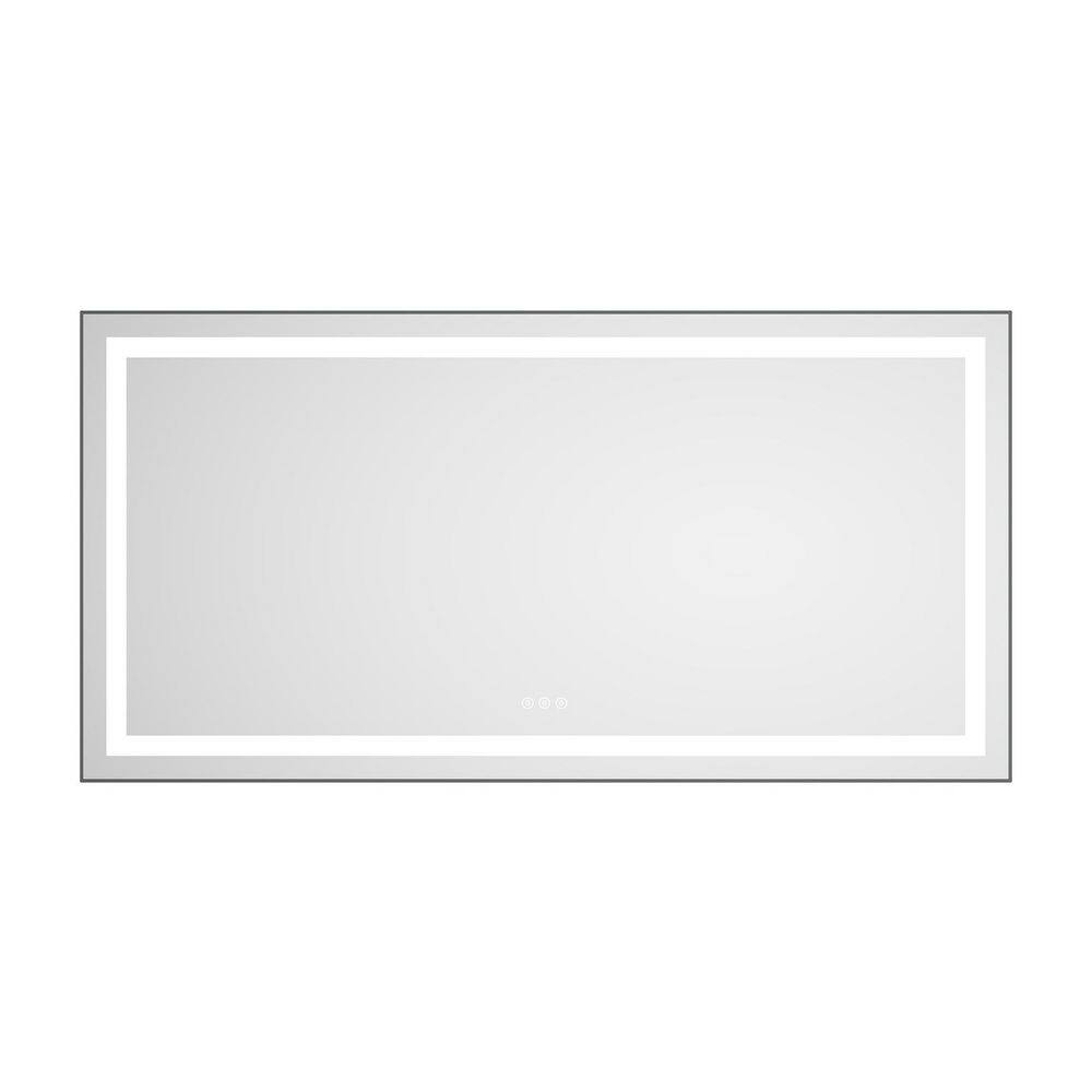 55 in. W x 28 in. H Rectangular Frameless LED Anti-Fog Memory Wall Mount Bathroom Vanity Mirror in Gun Ash price history on PriceWatchPro