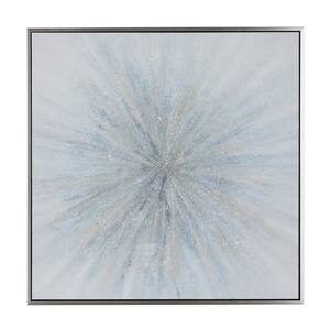 1- Panel Starburst Radial Framed Wall Art with Silver Frame 47 in. x 47 in.
