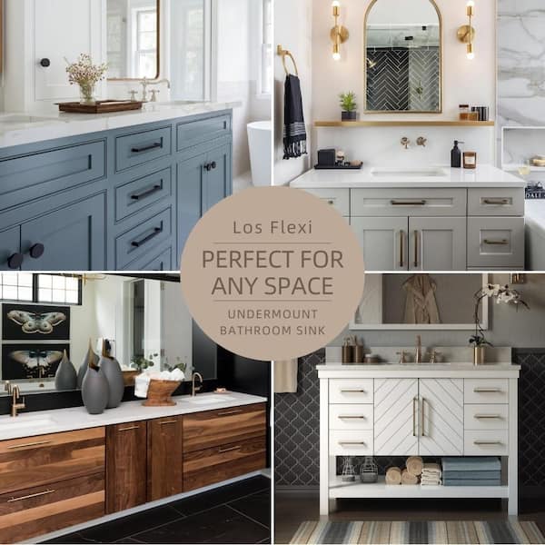 18 in. Undermount Bathroom Sink Rectangle in White Ceramic, Undermount Lavatory Sink with Overflow for Small Bathrooms