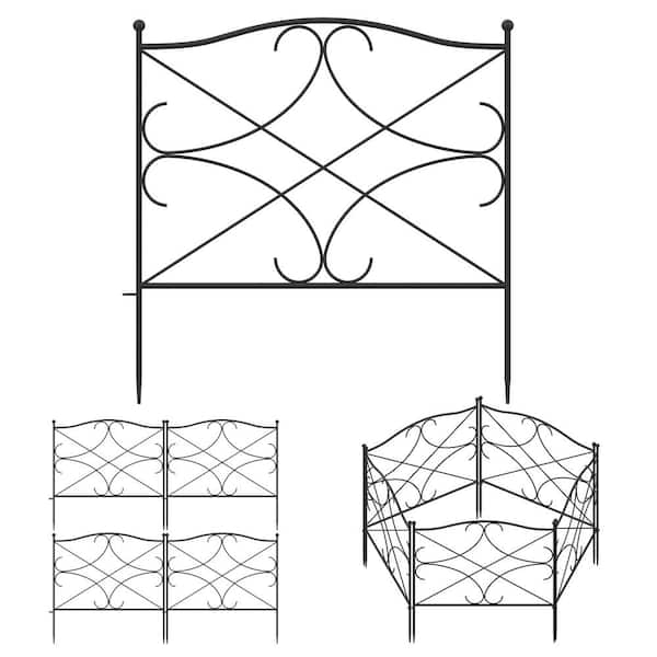 AMAGABELI GARDEN & HOME 5 Panels Decorative Garden Fence 10ft(L) x24in(H)  in Total Outdoor White Thicken Metal Wire Garden Fencing Rustproof Patio
