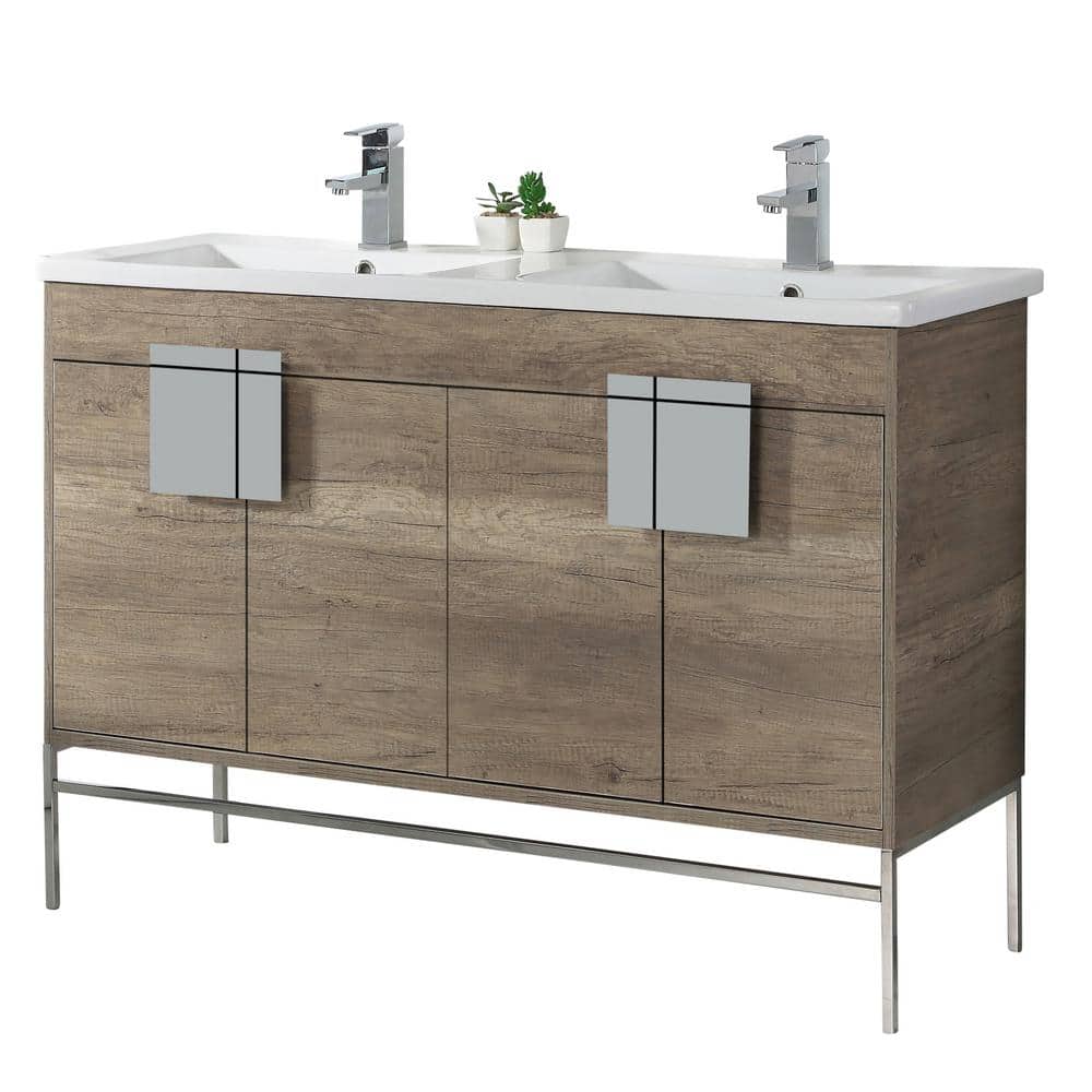Shawbridge 48 in. W x 18.11 in. D x 33.5 in. H Bath Vanity in Shadow Gray with Ceramic Vanity Top in White price history on PriceWatchPro