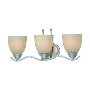Triton 3-Light MoonLight Silver Bath Fixture with Tea Stained Glass Shade