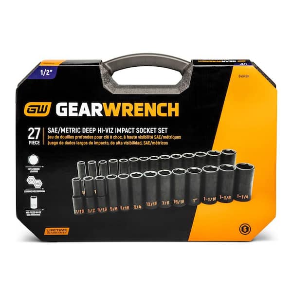 GEARWRENCH 1/2 in. Drive 6-Point SAE/Metric Hi-Viz Deep Impact