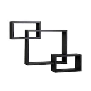 26.5 in. x 19 in. Black Laminated Intersecting Squares Floating Shelf