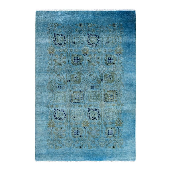 Solo Rugs Vibrance Blue 4 ft. x 6 ft. Solid Wool Indoor Area Rug