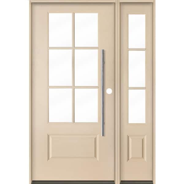 Krosswood Doors Farmhouse Faux Pivot 50 in. x 80 in. 6-Lite Left-Hand/Inswing Clear Glass Unfinished Fiberglass Prehung Front Door w/RSL