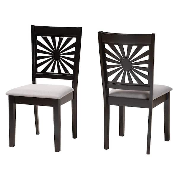 Baxton Studio Olympia Grey and Espresso Brown Dining Chair (Set of 2)