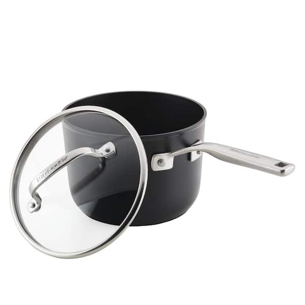 KitchenAid 3-Ply Base Stainless Saucepan with Pour Spouts, 1.5 Quart,  Brushed Stainless Steel