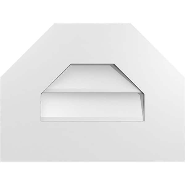 16 in. x 12 in. Octagonal Top Surface Mount PVC Gable Vent: Decorative with Standard Frame