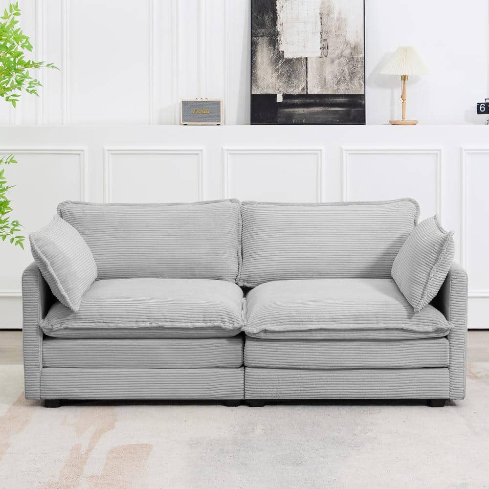 Modern Grey Corduroy Loveseat with Two Pillows for Living price history on PriceWatchPro