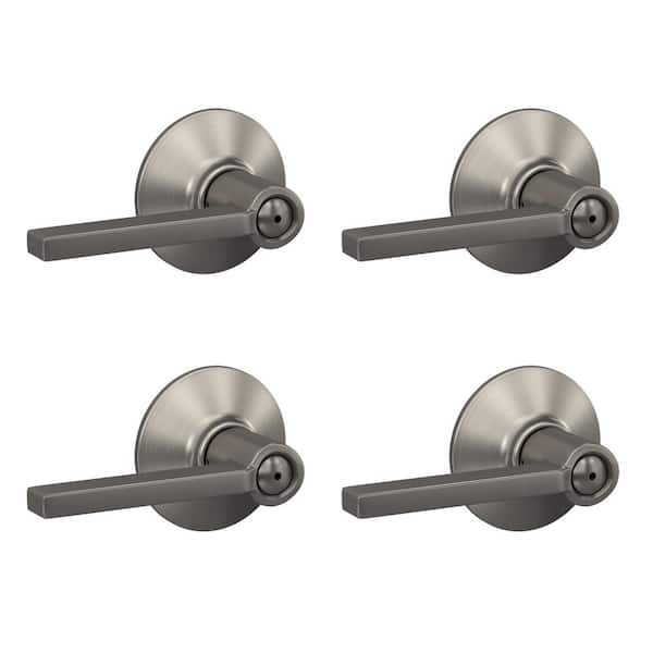 Schlage Latitude Satin Nickel Privacy Bed/Bath Door Handle (4-Pack)