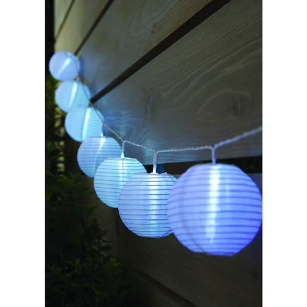 Hampton Bay Outdoor/Indoor 7 ft. 10-Light Battery Powered Paper Lantern Mini Bulb LED String Light (Multi-Color)