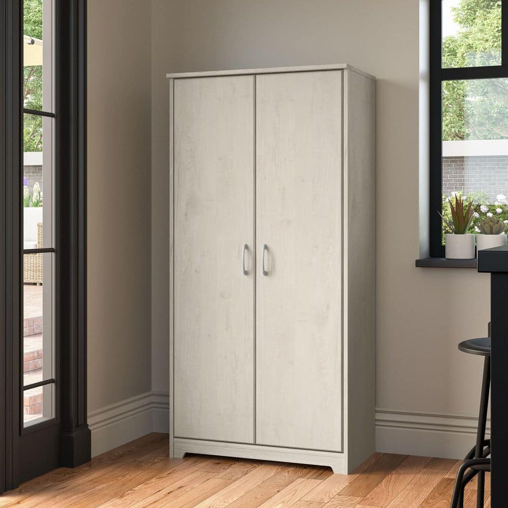 Cabot Linen White Oak 60.94 in. Accent Storage Cabinet with Doors and Adjustable Shelves