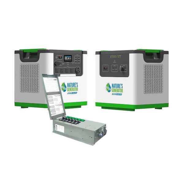 Lithium 3600-Watt Continuous / 7200-Watt Peak Solar Generator w/ Additional 3600W Power Pod, 6-Circuit Transfer Switch