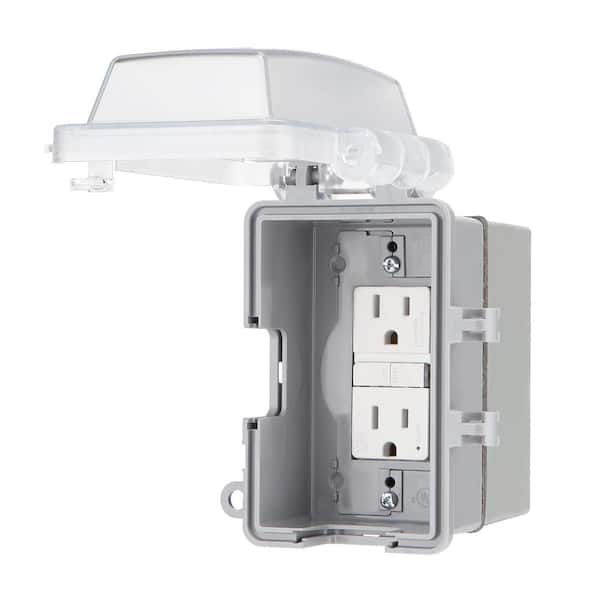 Commercial Electric - 1-Gang Extra Duty Horizontal/Vertical Non-Metallic Weatherproof In-Use Cover Kit (16-in-1-Configurations), Clear