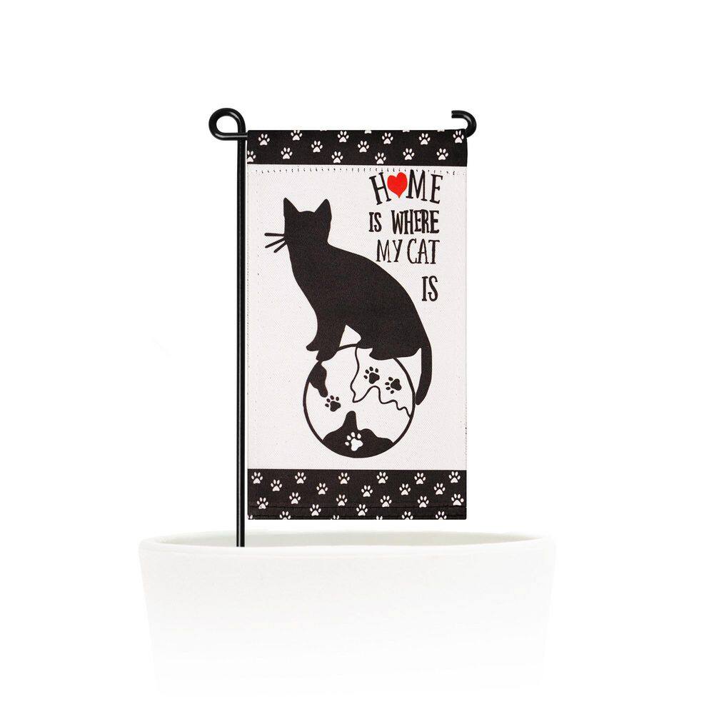4 in. x 8 in. Polyester Home is Where My Cat Is 2-Sided Garden Flag with 14 in. Black Iron Garden Stand price history on PriceWatchPro