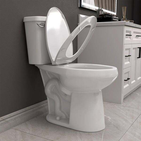 thumbnail image 2 of ELLAI Two-Piece Elongated Toilet - Comfort Height (ADA), 1.28 GPF, Powerful Single Flush, 12" Rough-In, White 2 of 13