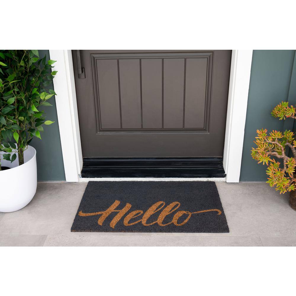 Gray Coir Non-Slip Outdoor Welcome Doormat