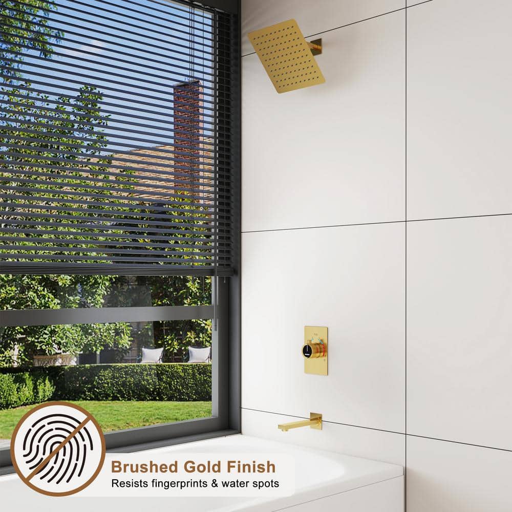 Brushed Gold Multi-Head Wall Mounted Shower System