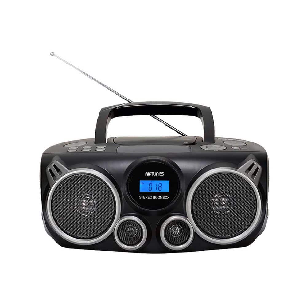 RIPTUNES Stereo Boombox Home MP3/CD, Audio Plus - The - M-CDB490BTK-974 Streaming, Black USB/SD Depot Wireless