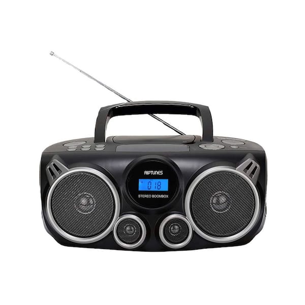 RIPTUNES Stereo Boombox Plus Wireless Black - M-CDB490BTK-974 Audio MP3/CD, - Depot Home USB/SD Streaming, The